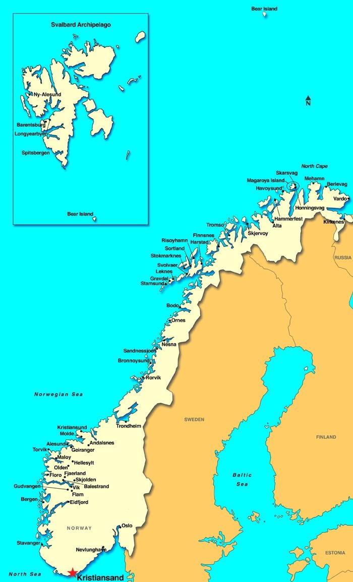 Kort af alta Noregi