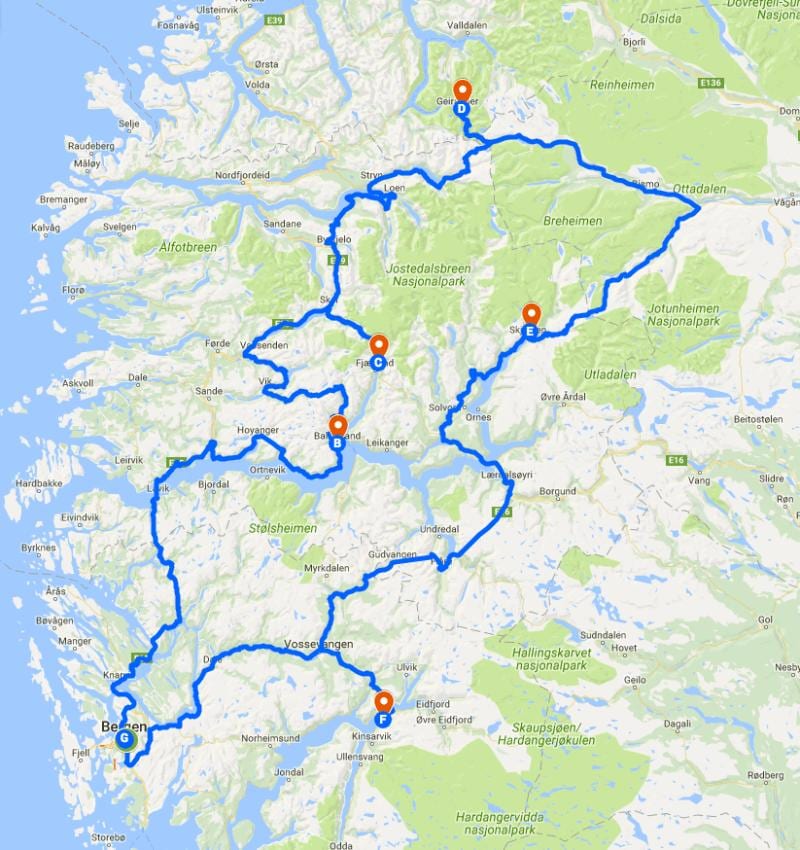 Noregur jökull kort