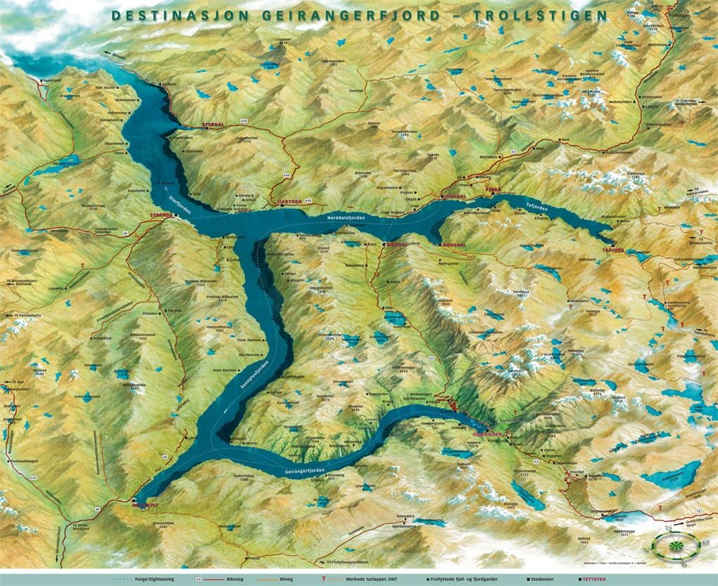 kort geiranger Noregi