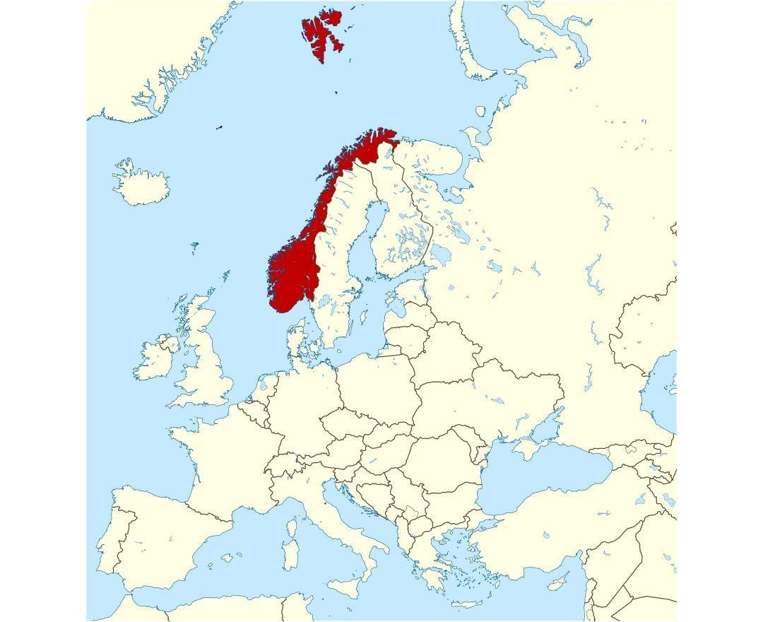 Noregur staðsetningu á kort