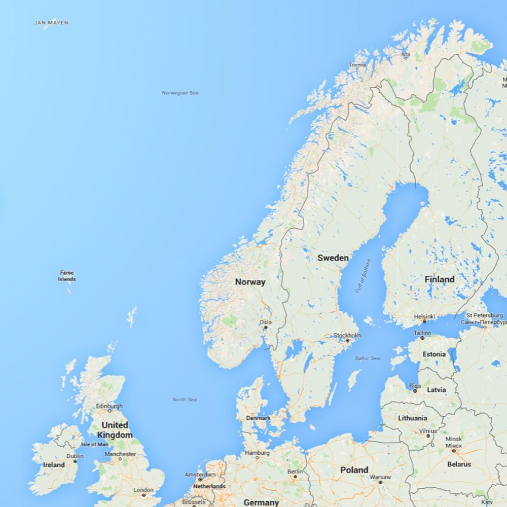 Noregur strandlengju kort
