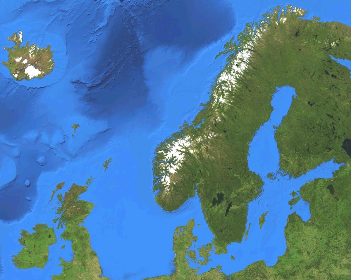 Kort af Noregi gervitungl