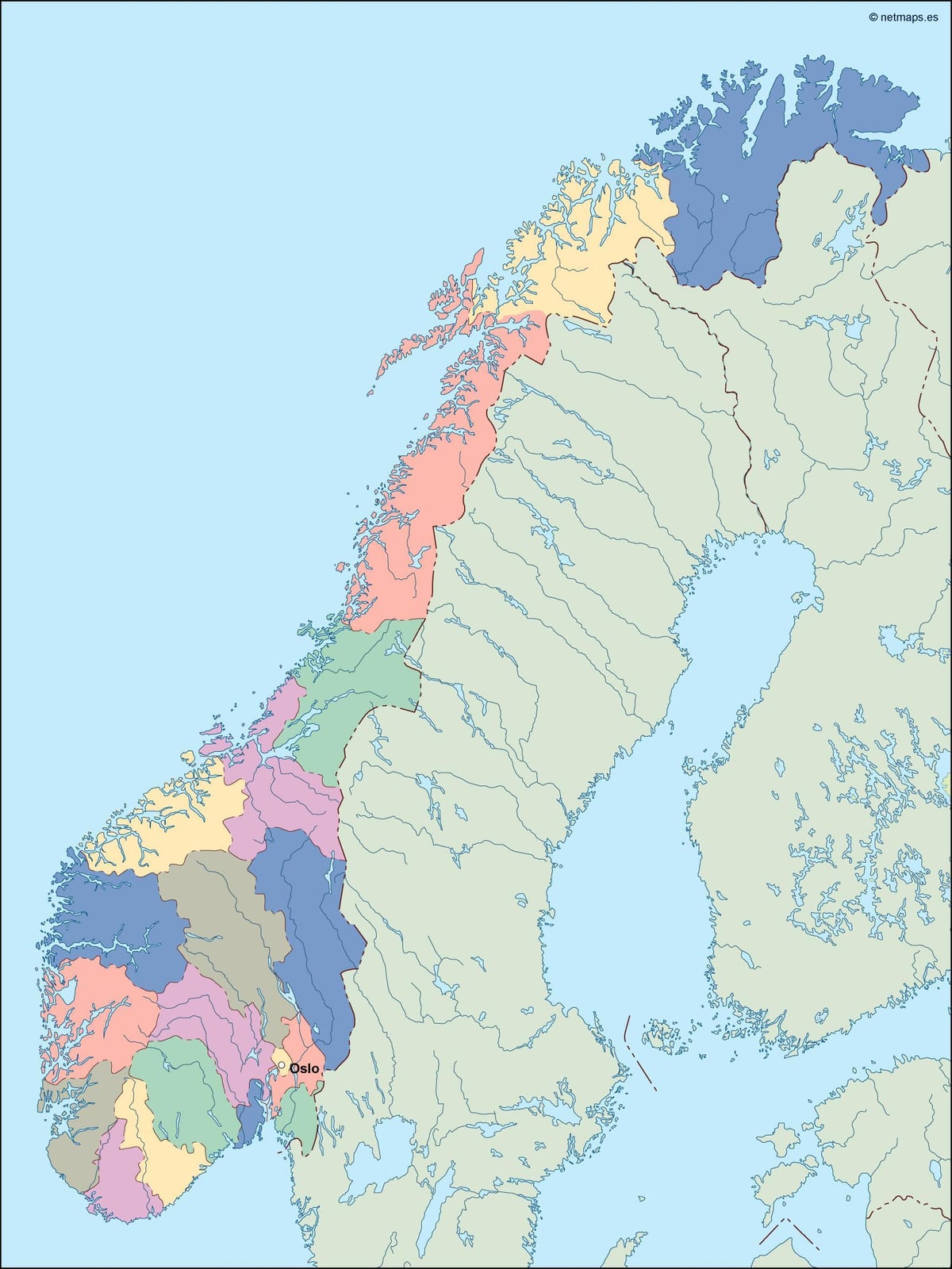 Kort af Noregi vektor