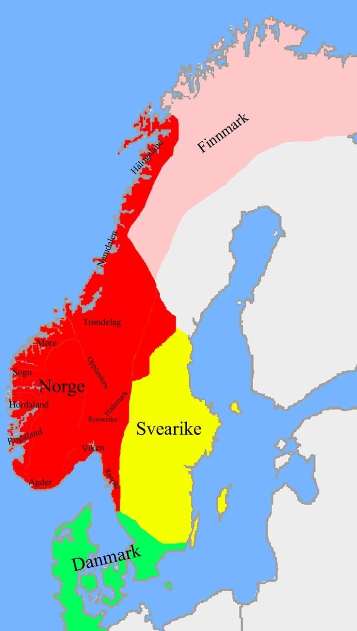 Kort af Noregi landamæri