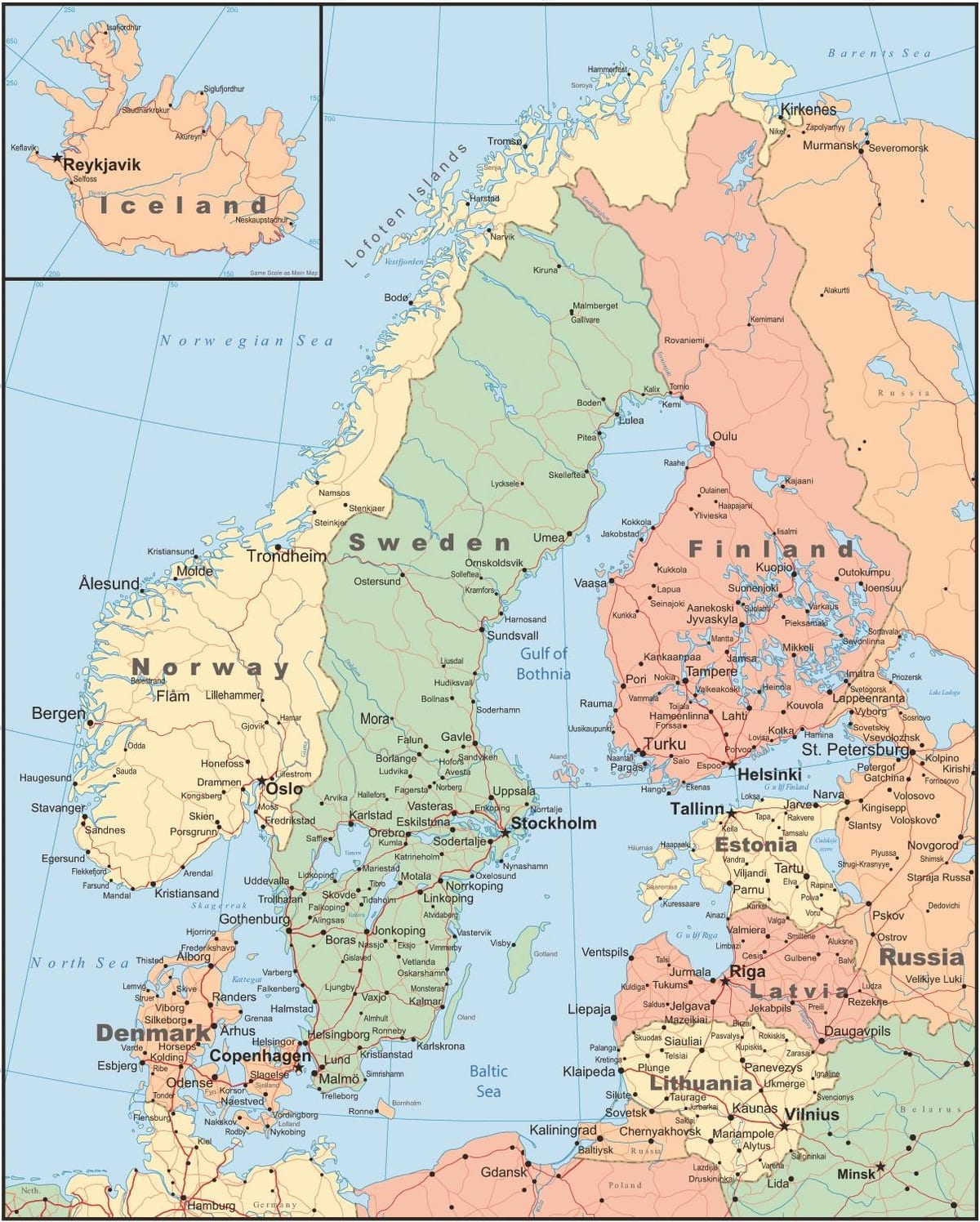 Kort af Noregi landi