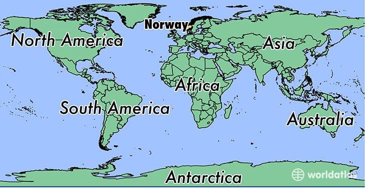 Kort af Noregi staðsetningu á world