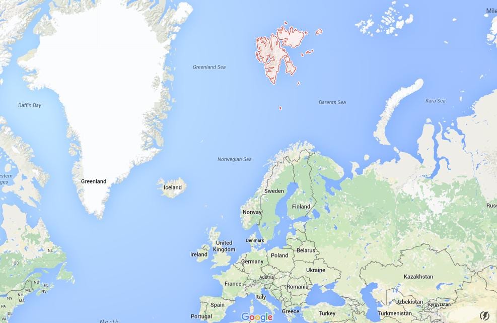 spitsbergen Noregi kort