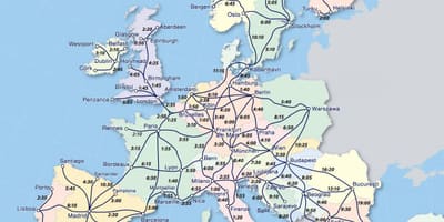 Kort af eurail Noregi