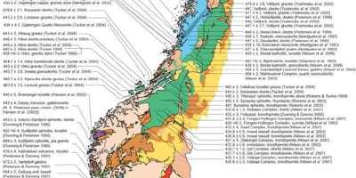 Kort af jarðfræði Noregi