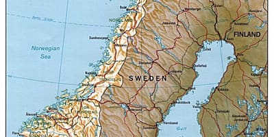 Nákvæmar kort af Noregi við borgum