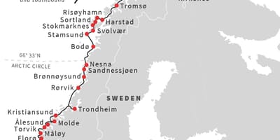 Kort af Noregi höfnum