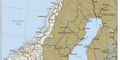 Landfræðilega kort af Noregi