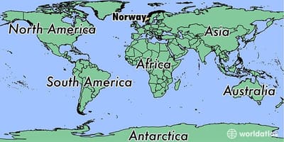Kort af Noregi staðsetningu á world 