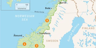Kort af Noregi svæðum